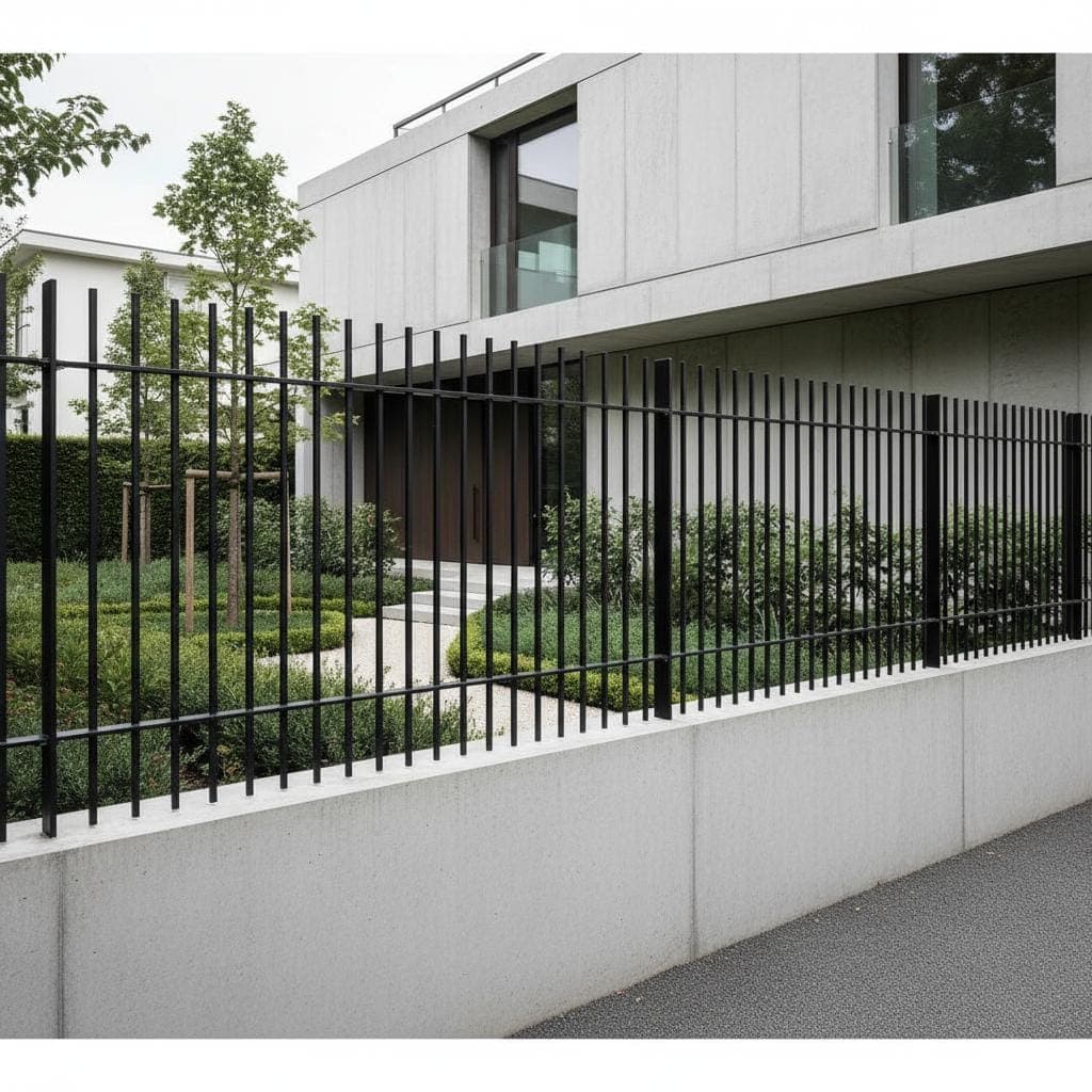 Villa bahçe duvarı üzerinde ferforje duvar üstü korkuluk uygulaması