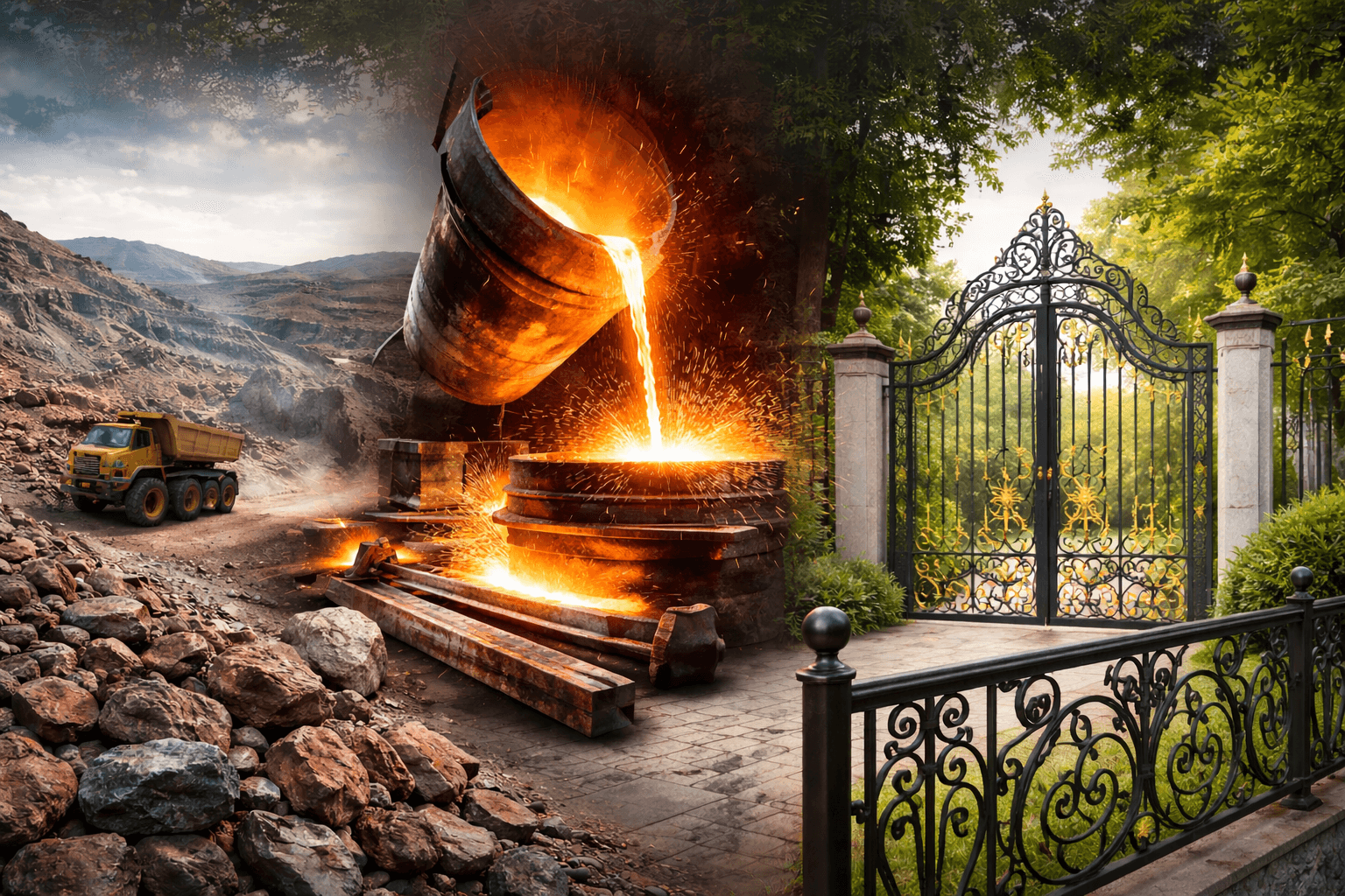Demir cevherinden ferforje üretimine kadar demirin oluşumu ve ferforje korkuluk ile ferforje bahçe kapısı uygulamaları